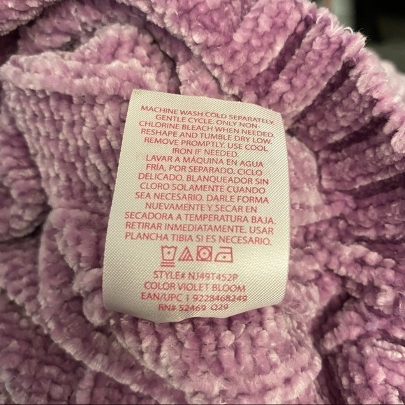 Oversized Cropped Crewneck Soft Sweater Violet Bloom Large 11-13 - Picture 4 of 4